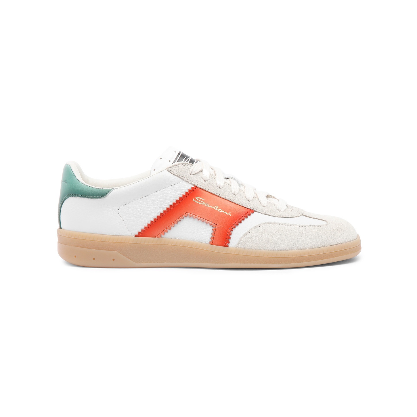 Women's white, orange and green leather and suede DBS Oly sneaker - 1