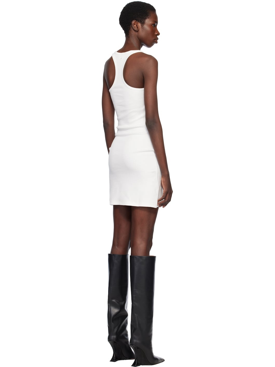 White Twist 90's Rib Minidress - 3