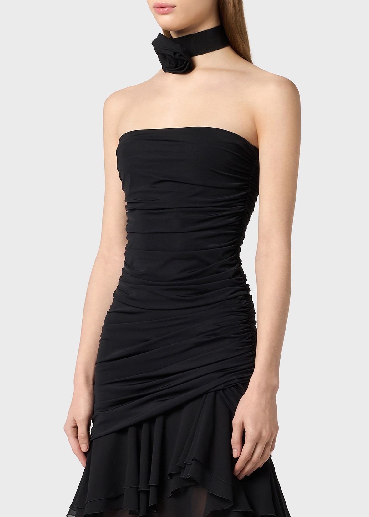 ワンピース Blumarine FW25 Black stretch jersey dress (2A704A N0990) abito_lungo_in_jersey_con_drap