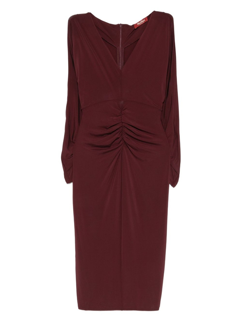 ruched-detail long-sleeve midi dress 1