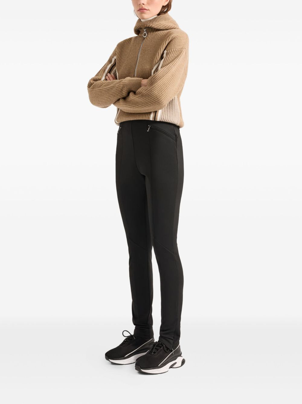 zip-detail jersey leggings - 3
