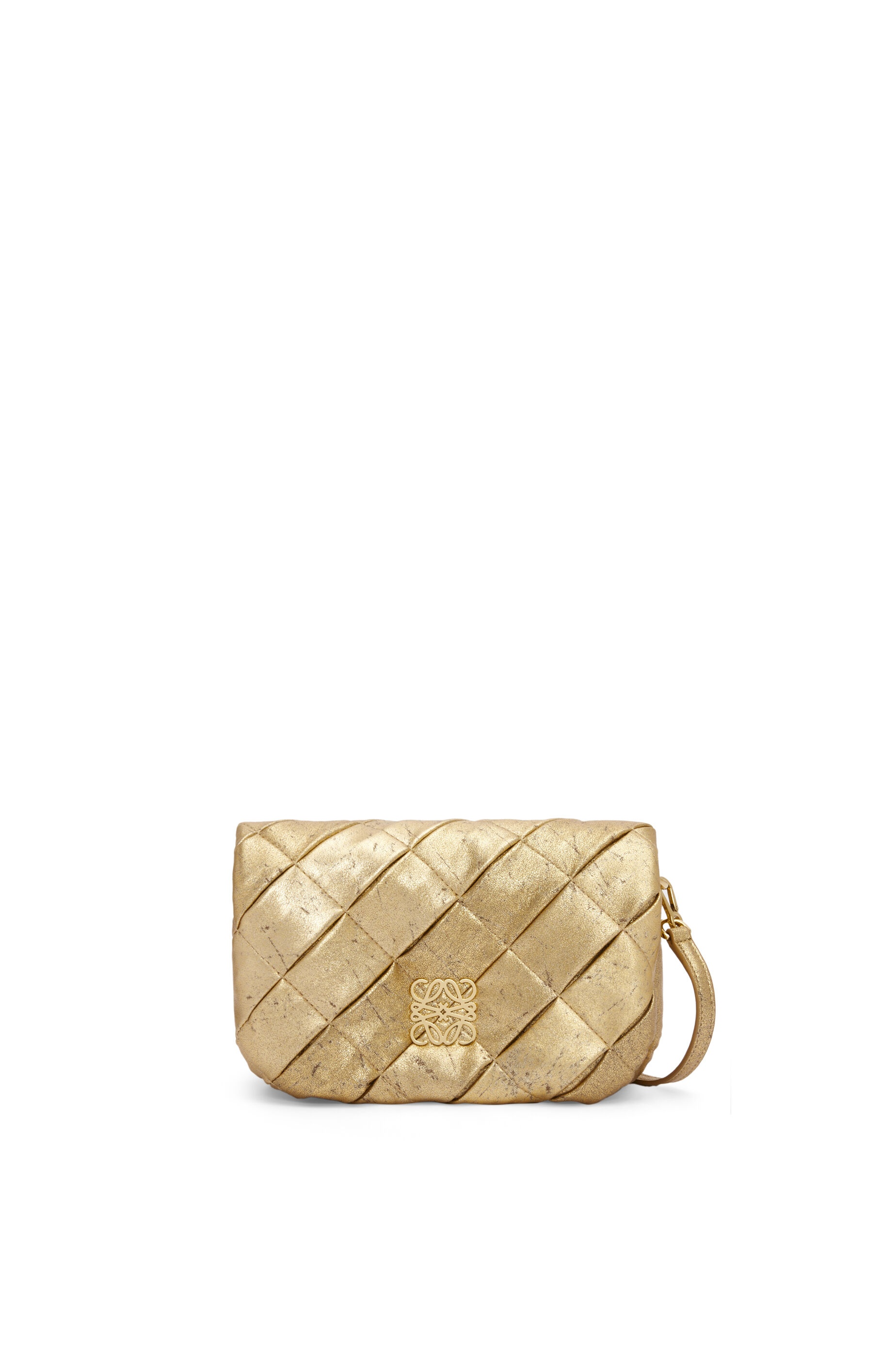 Mini Puffer Goya bag in pleated metallic leather - 1