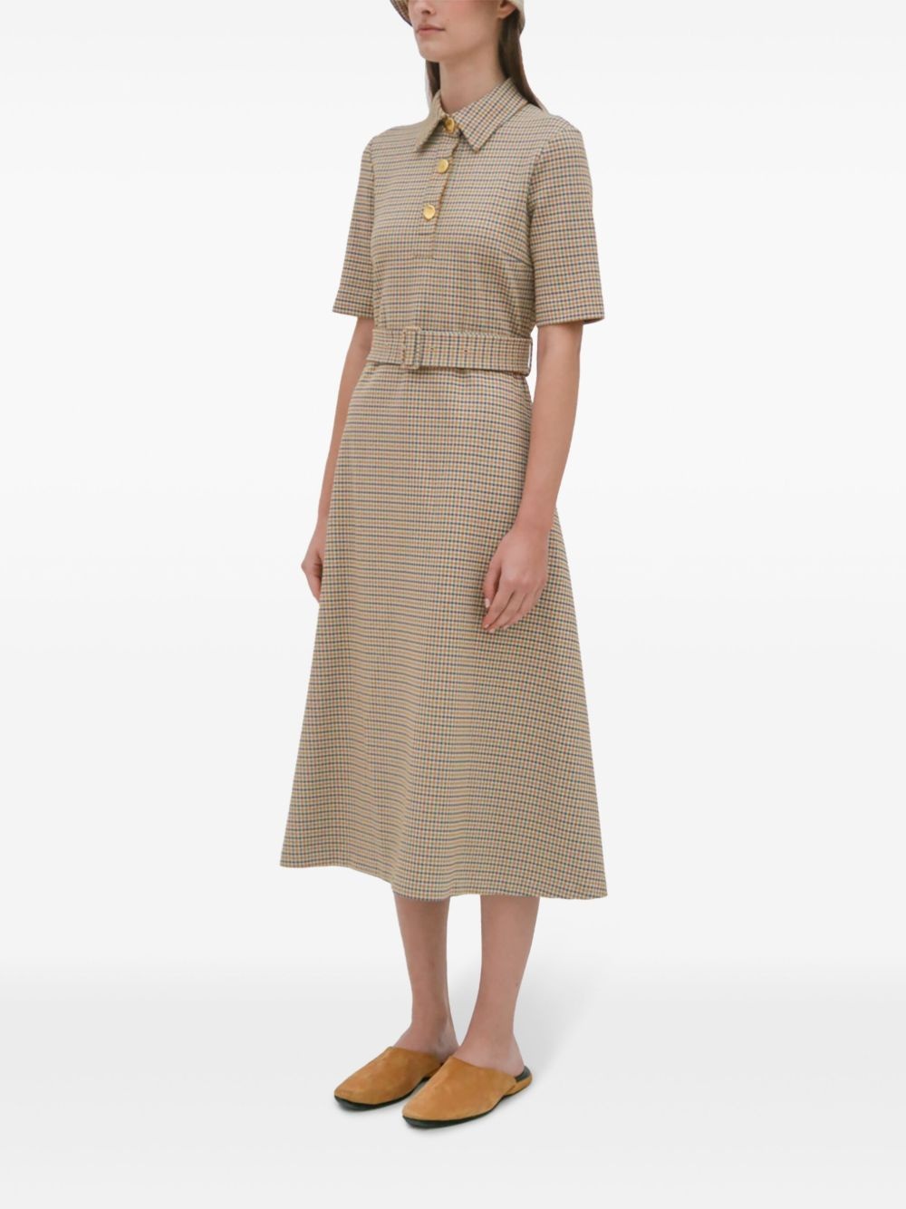 check-pattern midi dress - 4