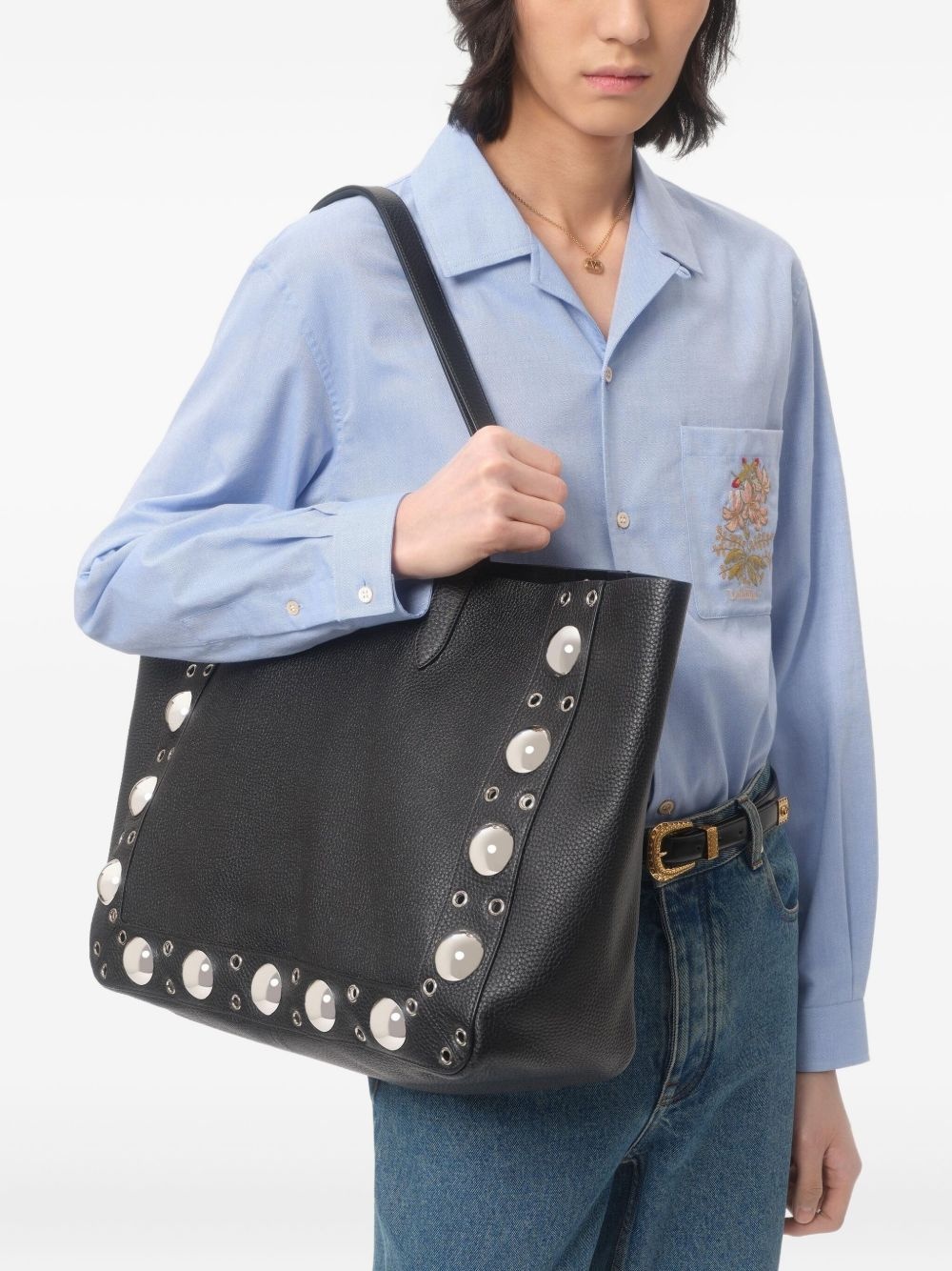 OXFORD COTTON SHIRT WITH FLORAL EMBROIDERY - 6
