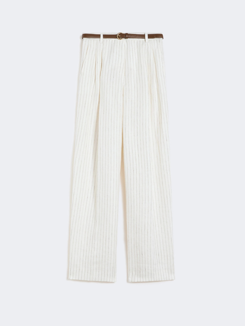 FONTE Pinstripe linen trousers - NATURAL 1