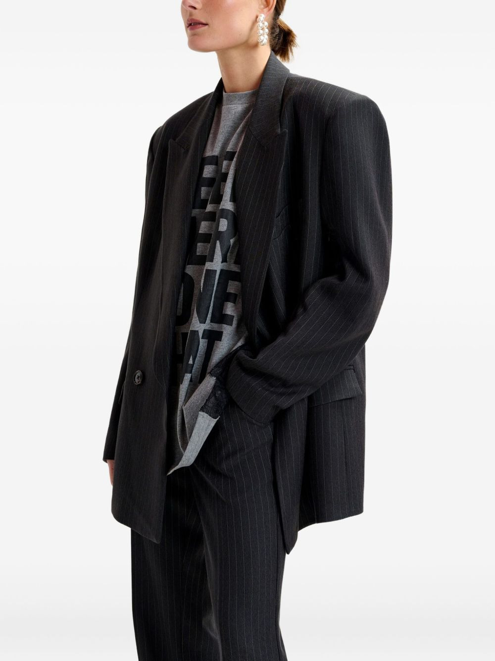 pinstripe double-breasted blazer - 4