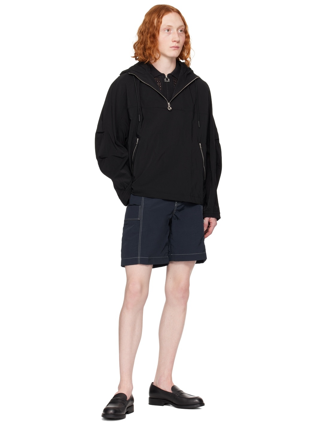 Navy Stitched Cargo Shorts - 4
