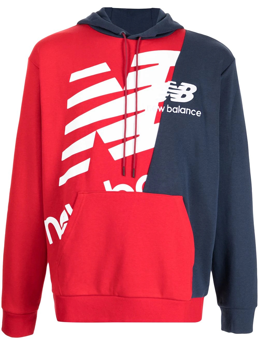 two-tone logo-print hoodie - 1