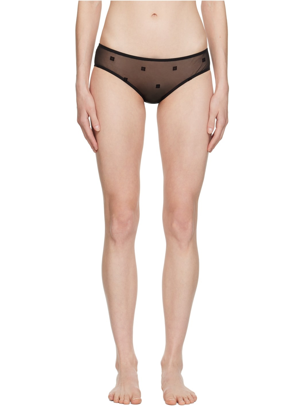 Black Jacquard Slip Briefs - 1