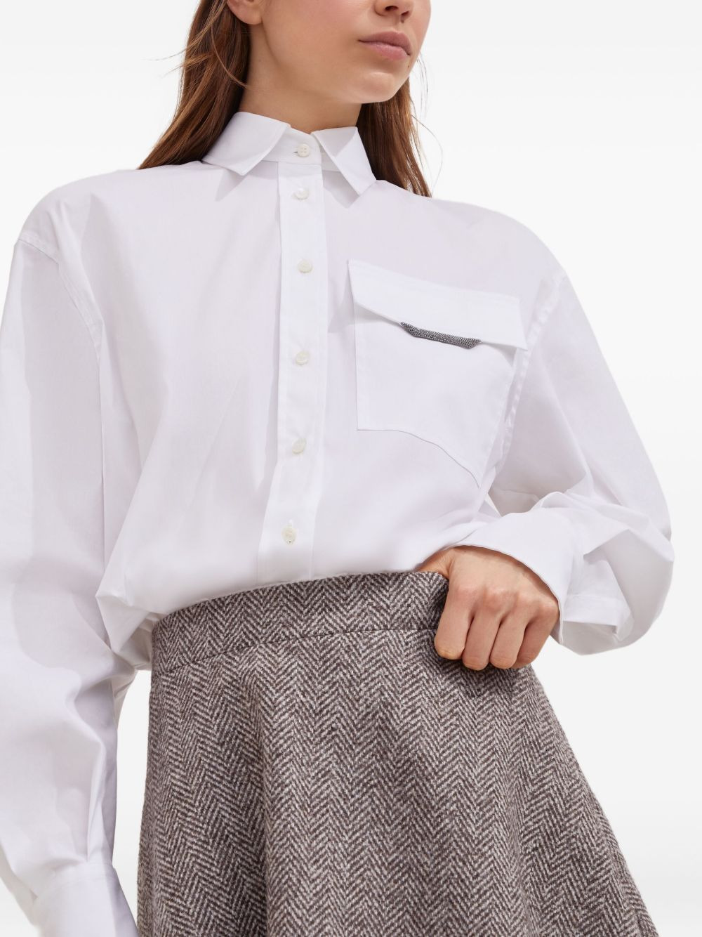 herringbone wool skirt - 3