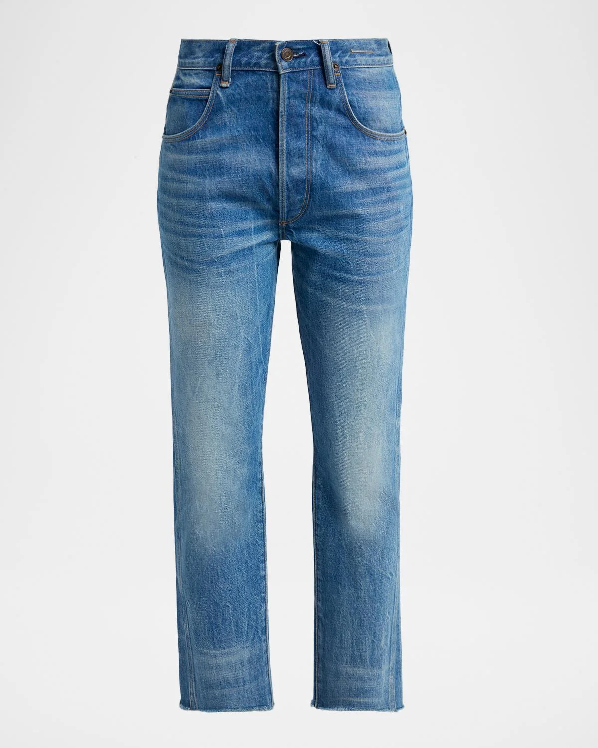 Stonewashed Cropped Denim Jeans - 1