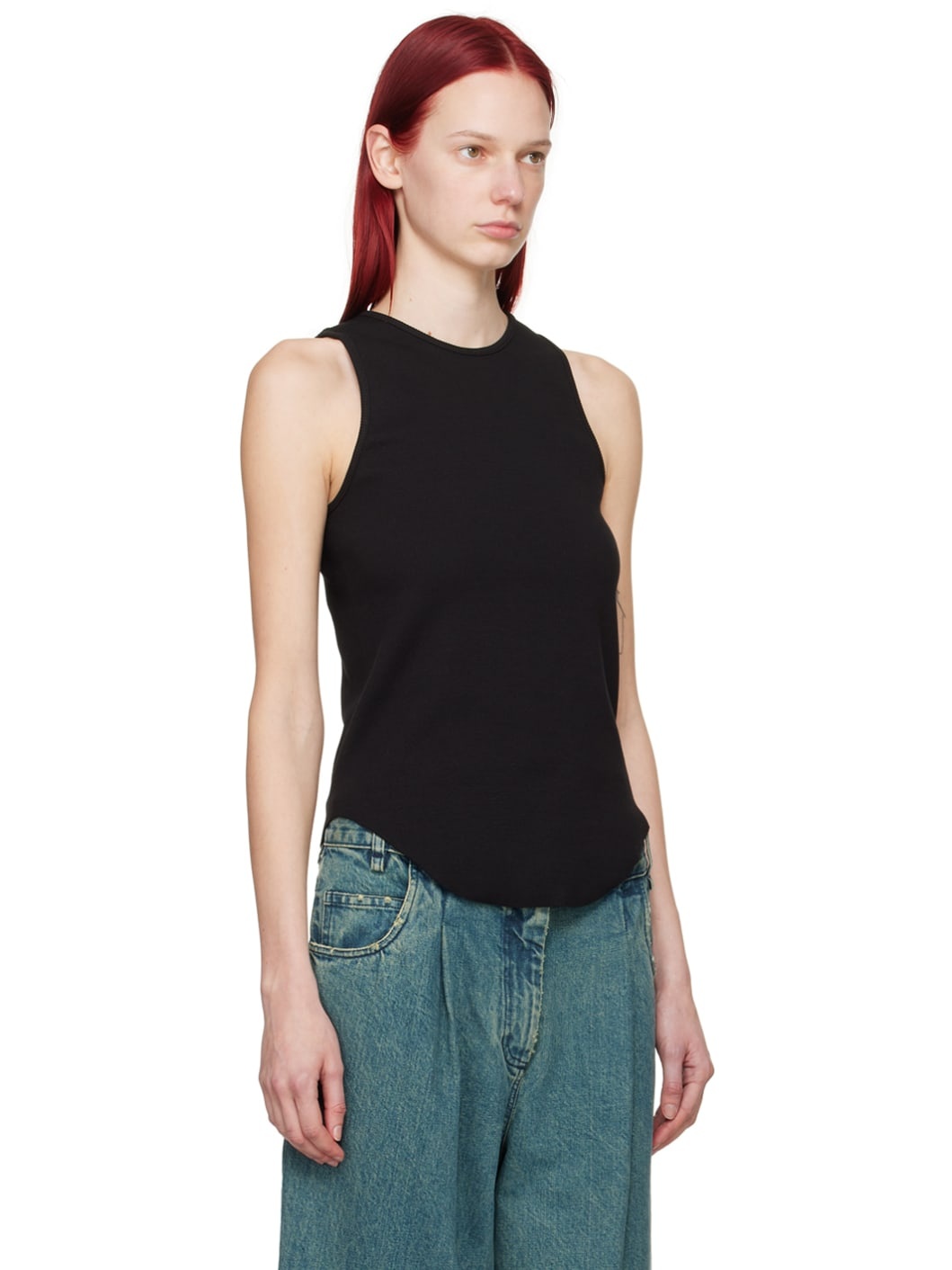 Black Raw Edge Tank Top - 2