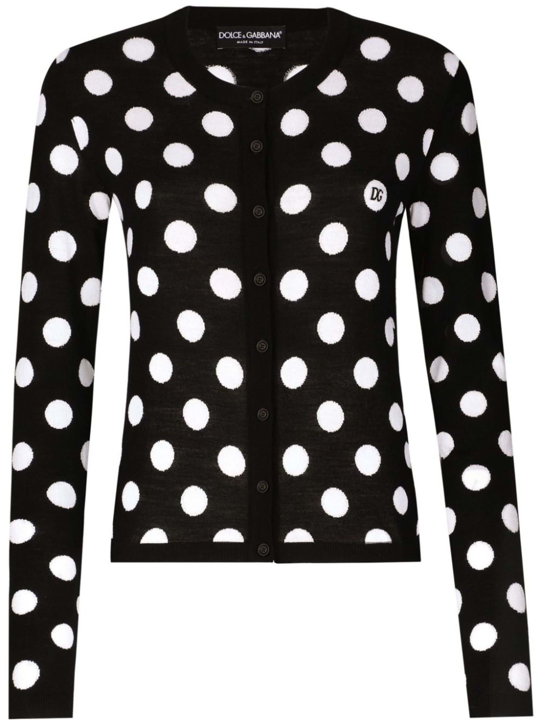 polka dot-pattern button-up cardigan - 1