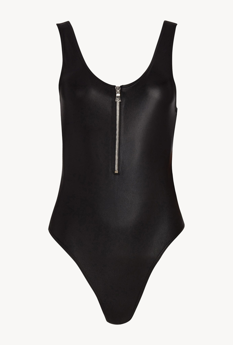BLACK LEATHER BODYSUIT WITH ZIPPER 3