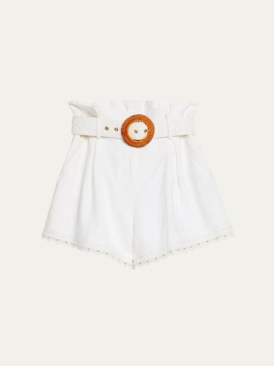 Pierce Belted Linen Shorts - 1