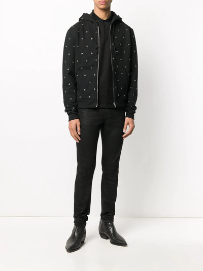 SAINT LAURENT eyelet detailed zip-up hoodie outlook