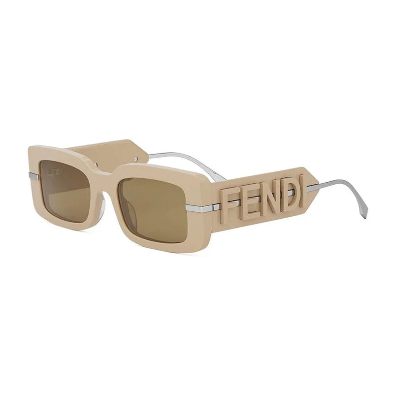 Fendi Rectangle Full Rim Sunglasses — Beige - 1