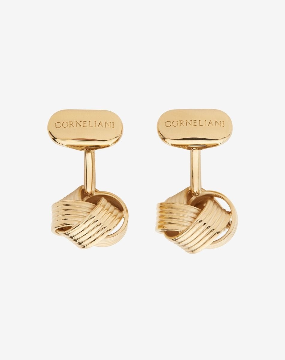 Knot-shaped brass cuff links in gold-tone - 1