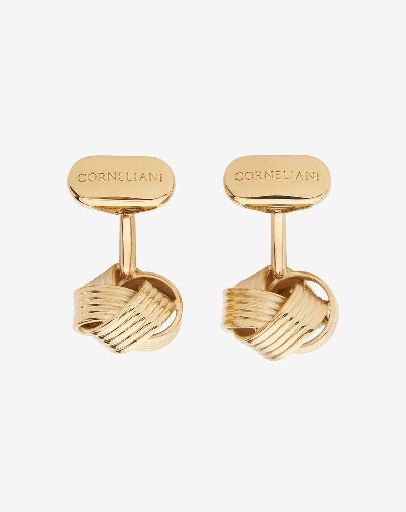 Knot-shaped brass cuff links in gold-tone 1