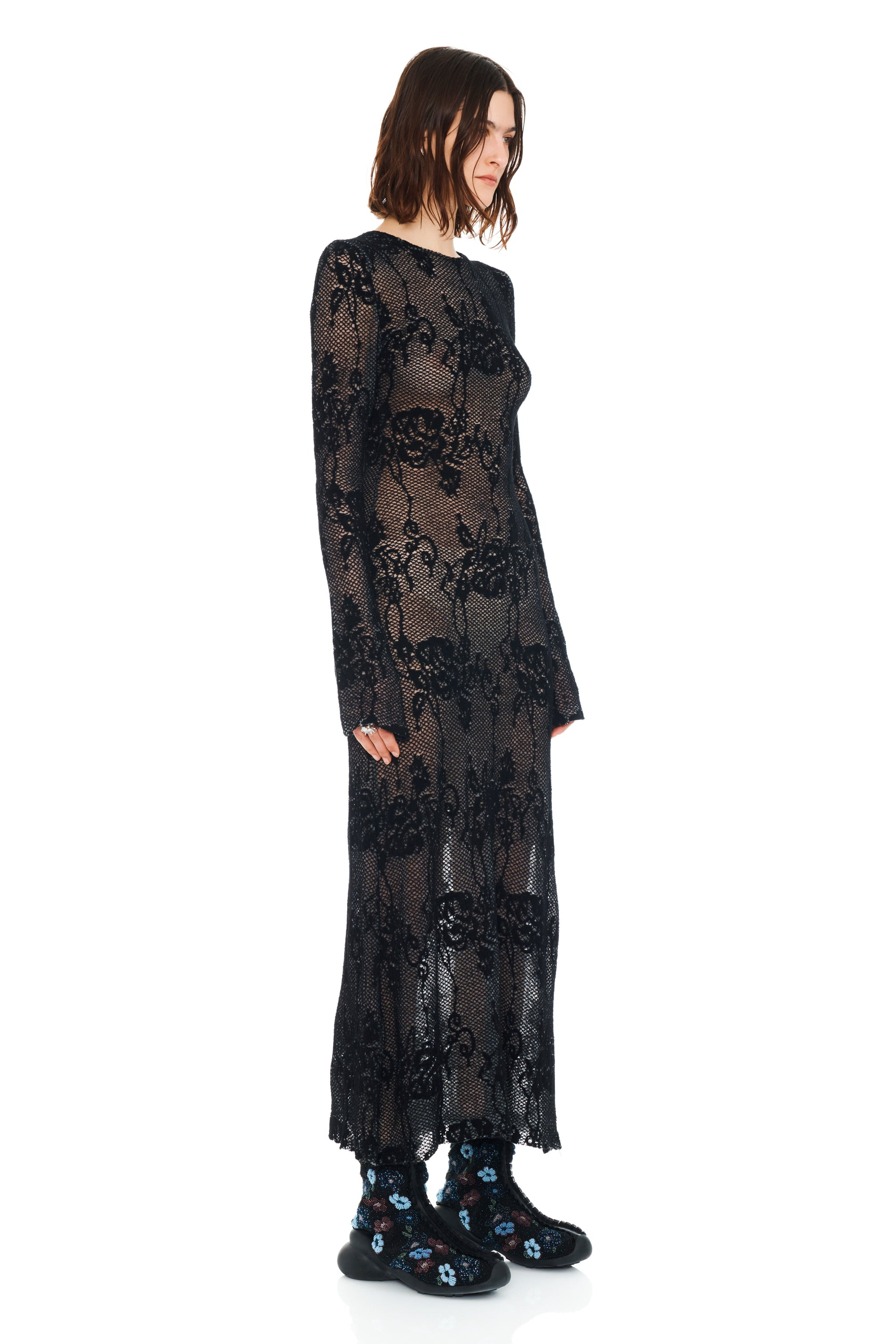 BLACK KNIT LACE YURI DRESS - 3