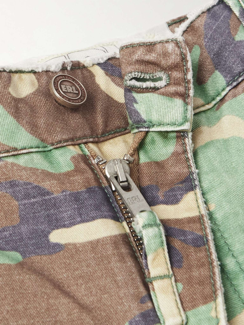 Straight-Leg Distressed Camouflage-Print Cotton-Twill Cargo Trousers 3