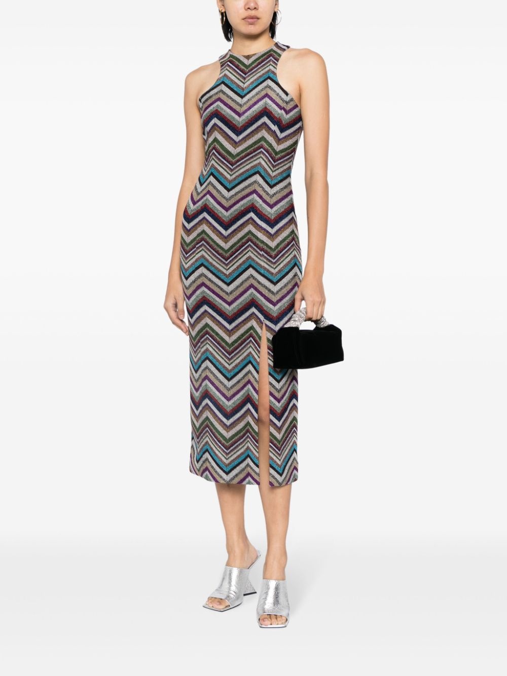 chevron-print midi dress - 2