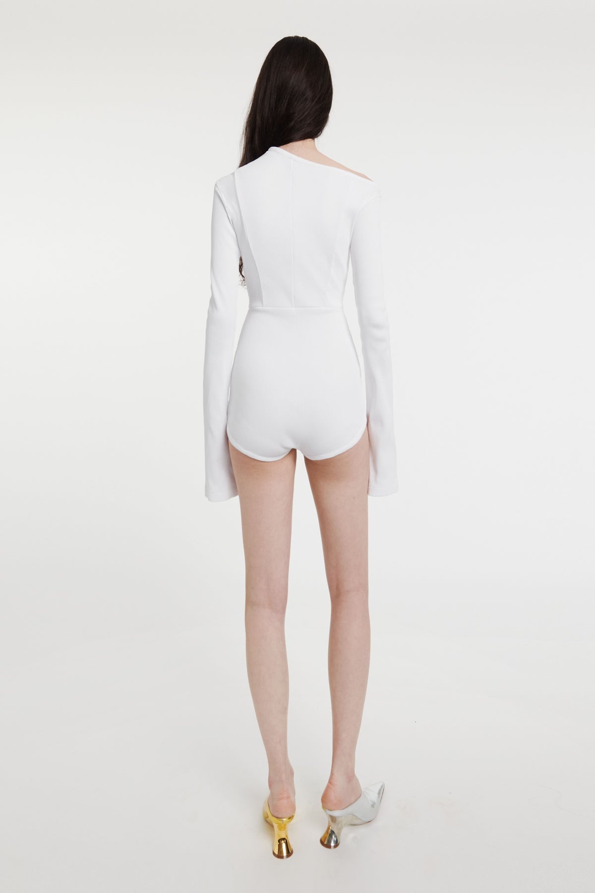 BODYSUIT WITH ASYMMETRIC COLLAR WHITE - 2