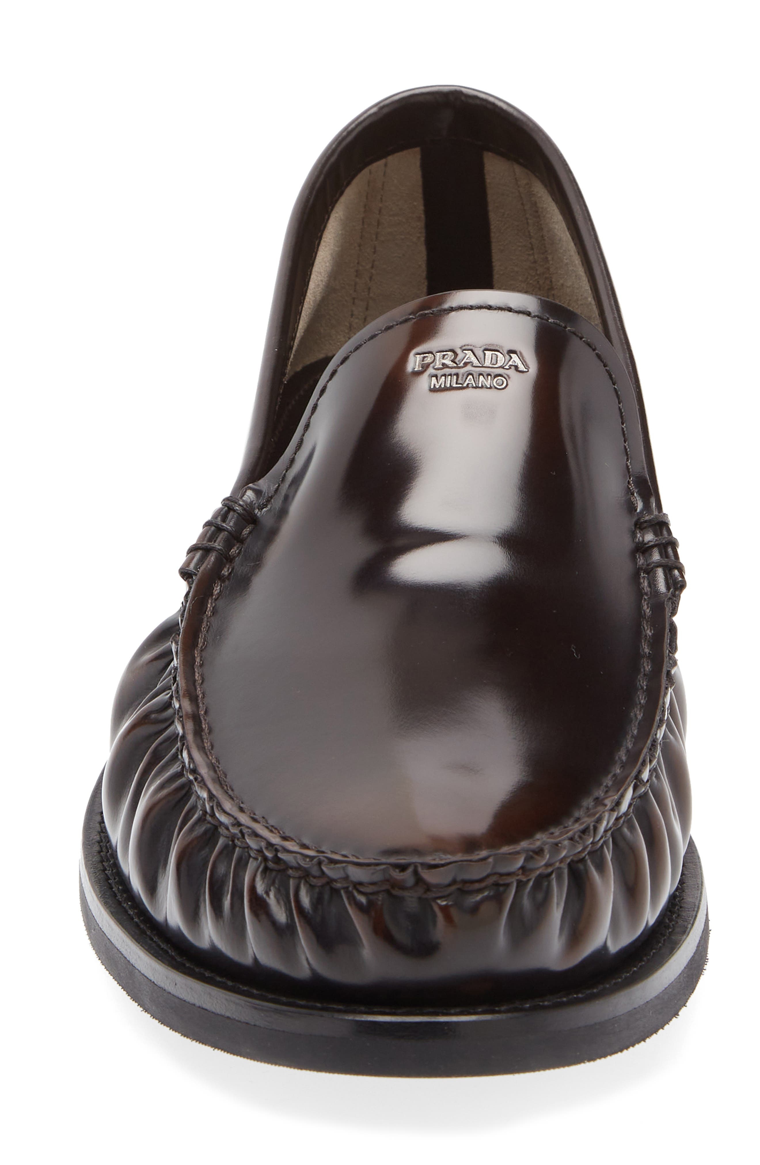 Prada Ruched Apron Toe Loafer in Bruciato at Nordstrom - 4