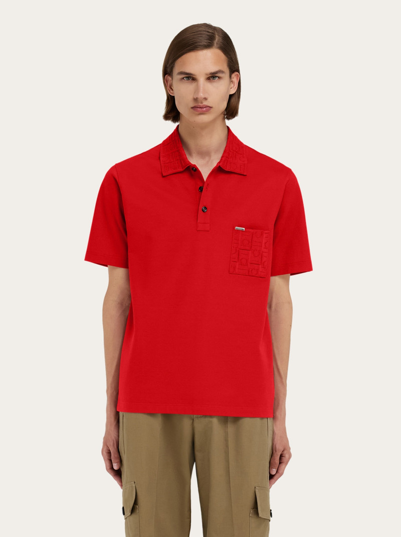FERRAGAMO V-neck polo with jacquard pocket detail outlook