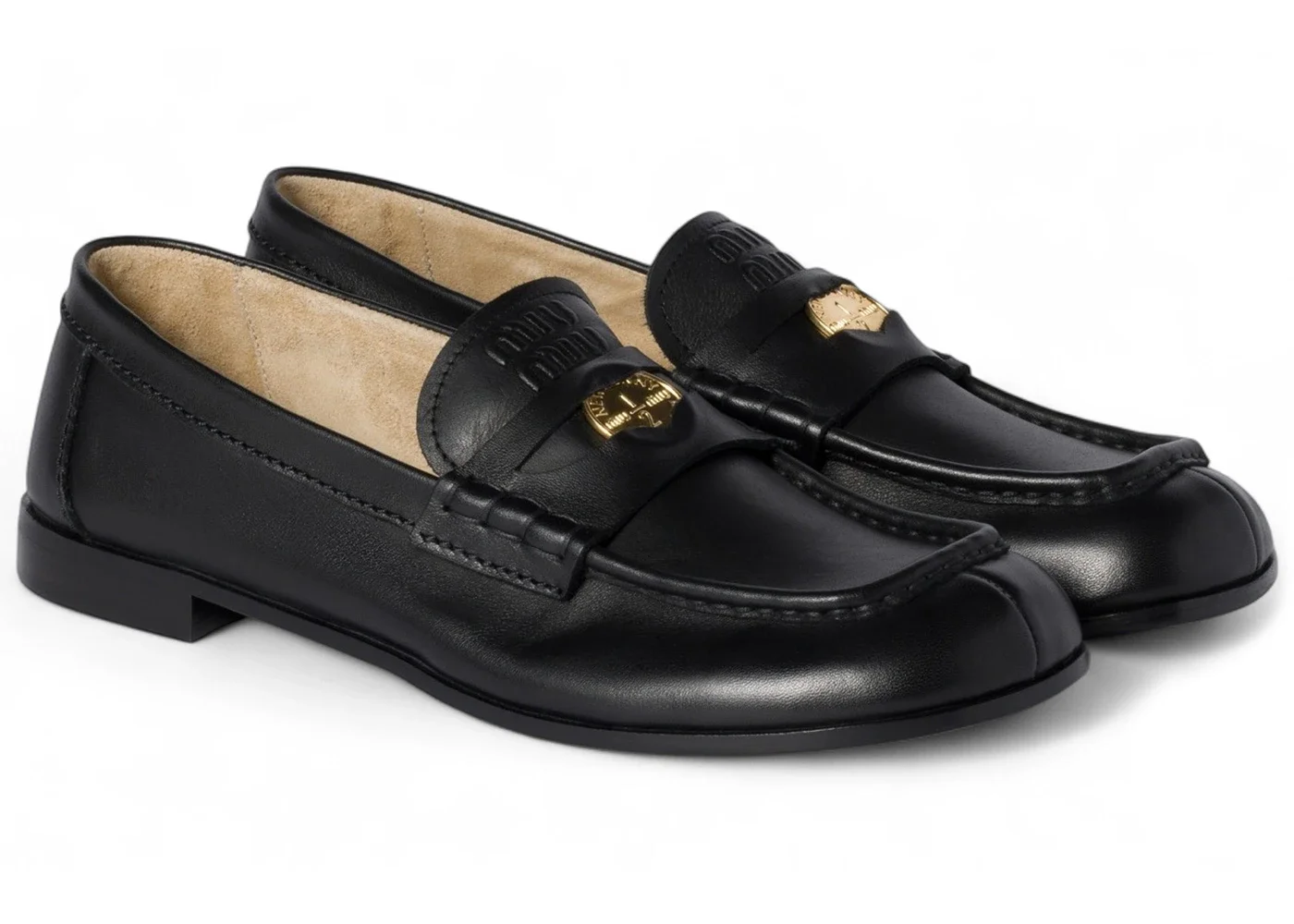 Miu Miu Leather Penny Loafers Black (Women's) - 1