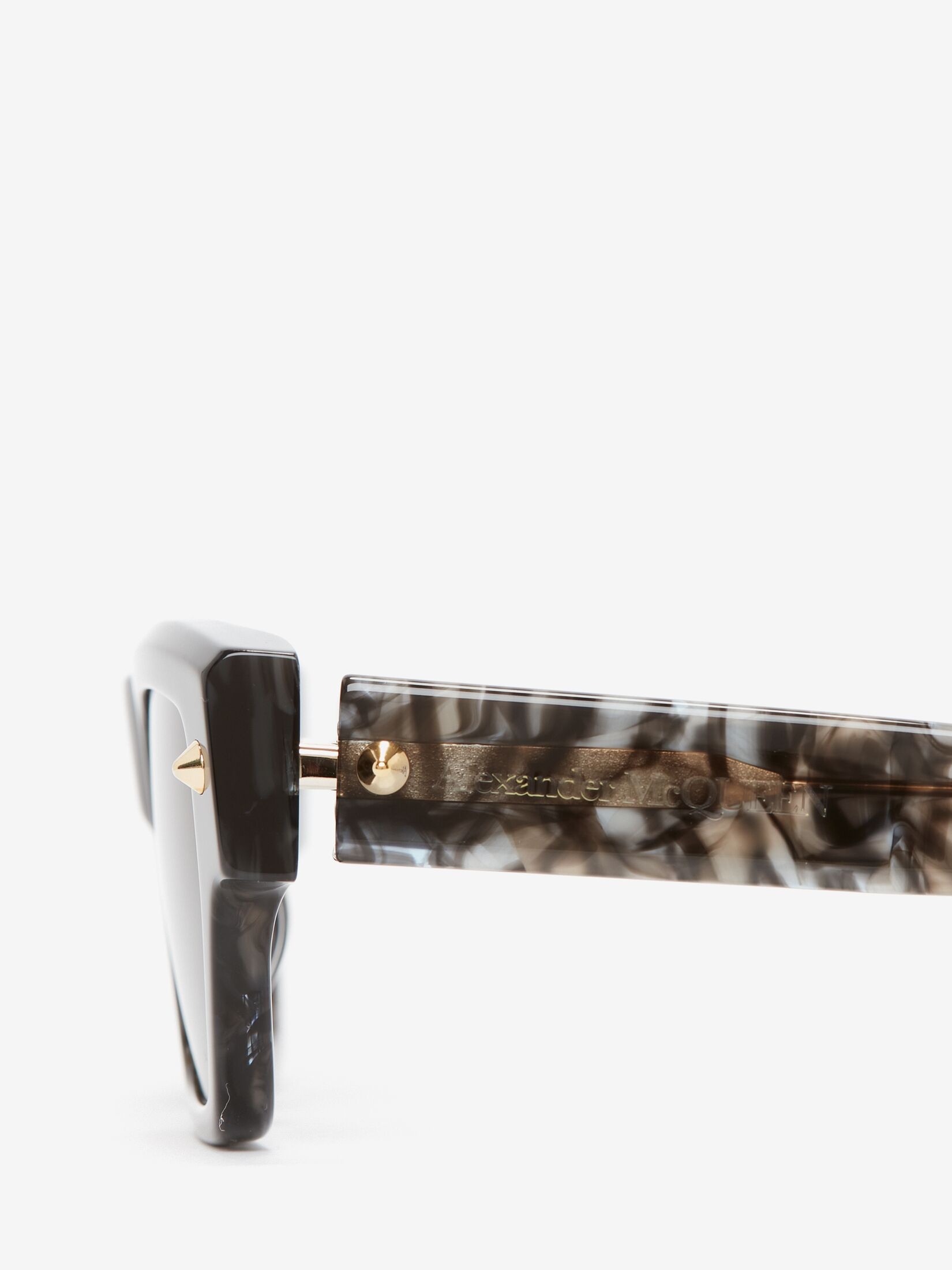 Men's Spike Studs Rectangular Sunglasses in Grey/brown - 4