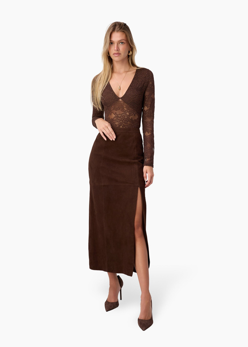 CAMI NYC IDRIS SUEDE SKIRT MALT outlook