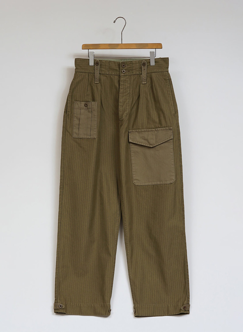 British Army Pant Nano Pigment Herringbone Twill in Green 1