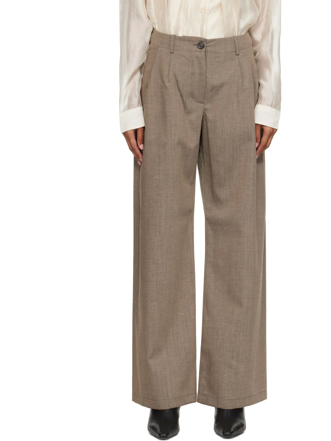 Taupe Arch Chino Trousers - 1