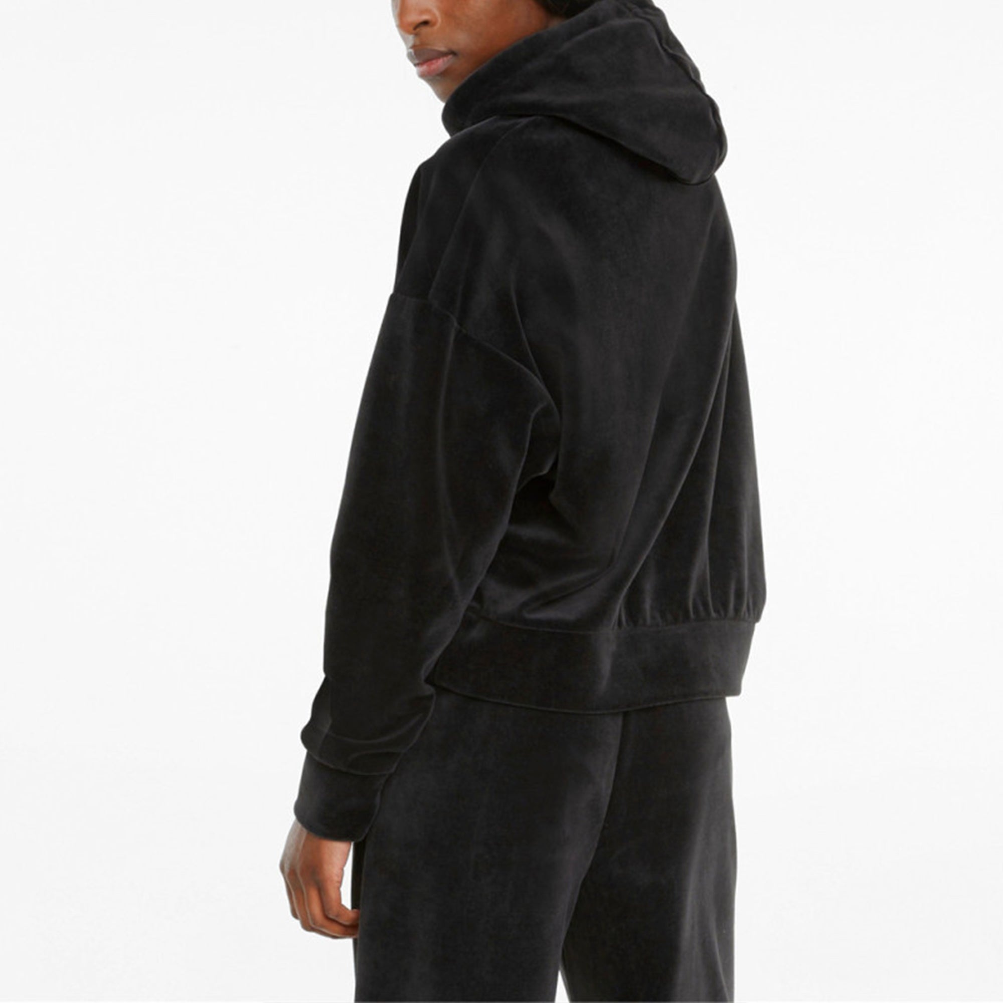 (WMNS) PUMA Her Velour Hoodie 'Black' 846417-01 - 5