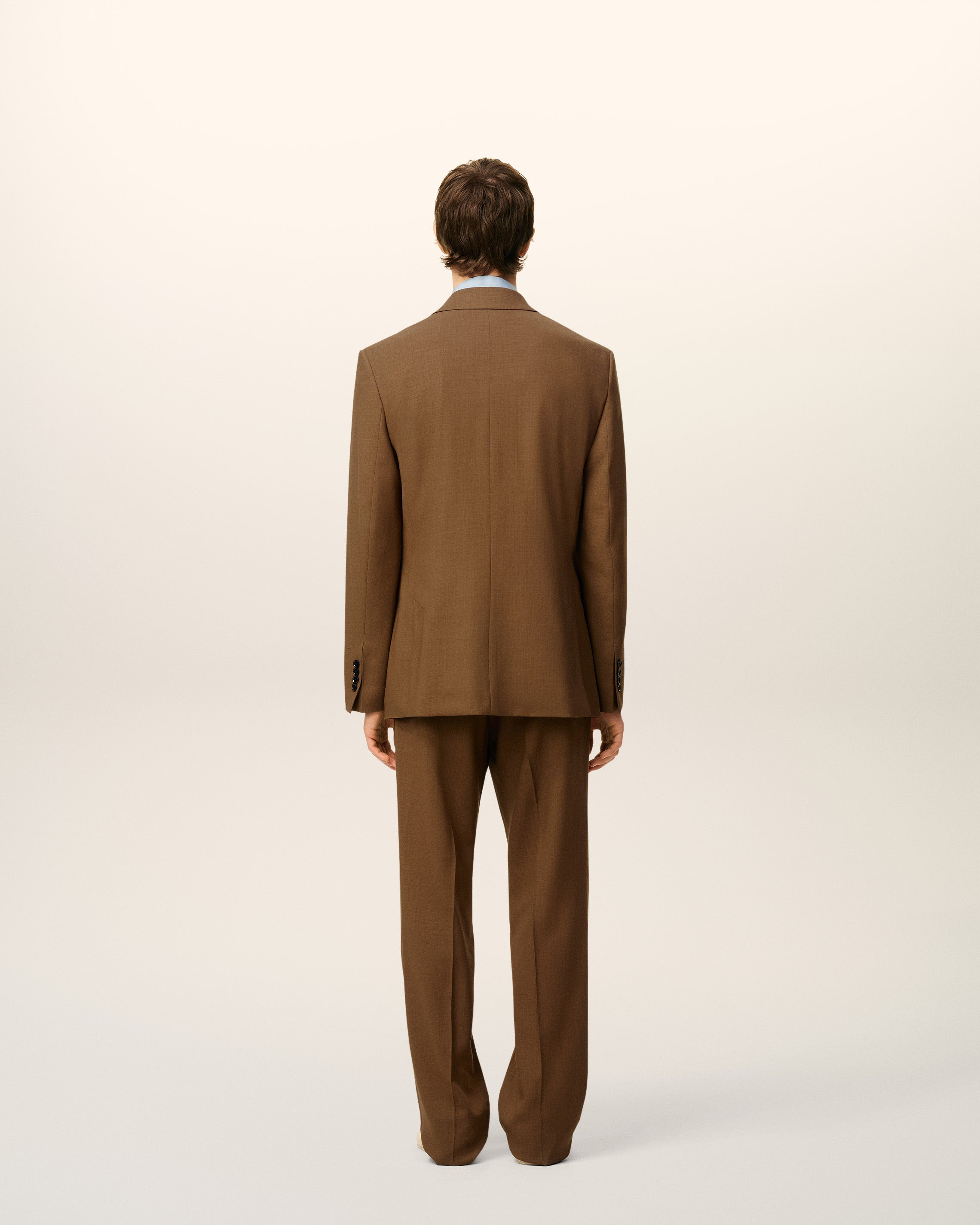 BROWN WOOL DOUBLE BREASTED JACKET - 9