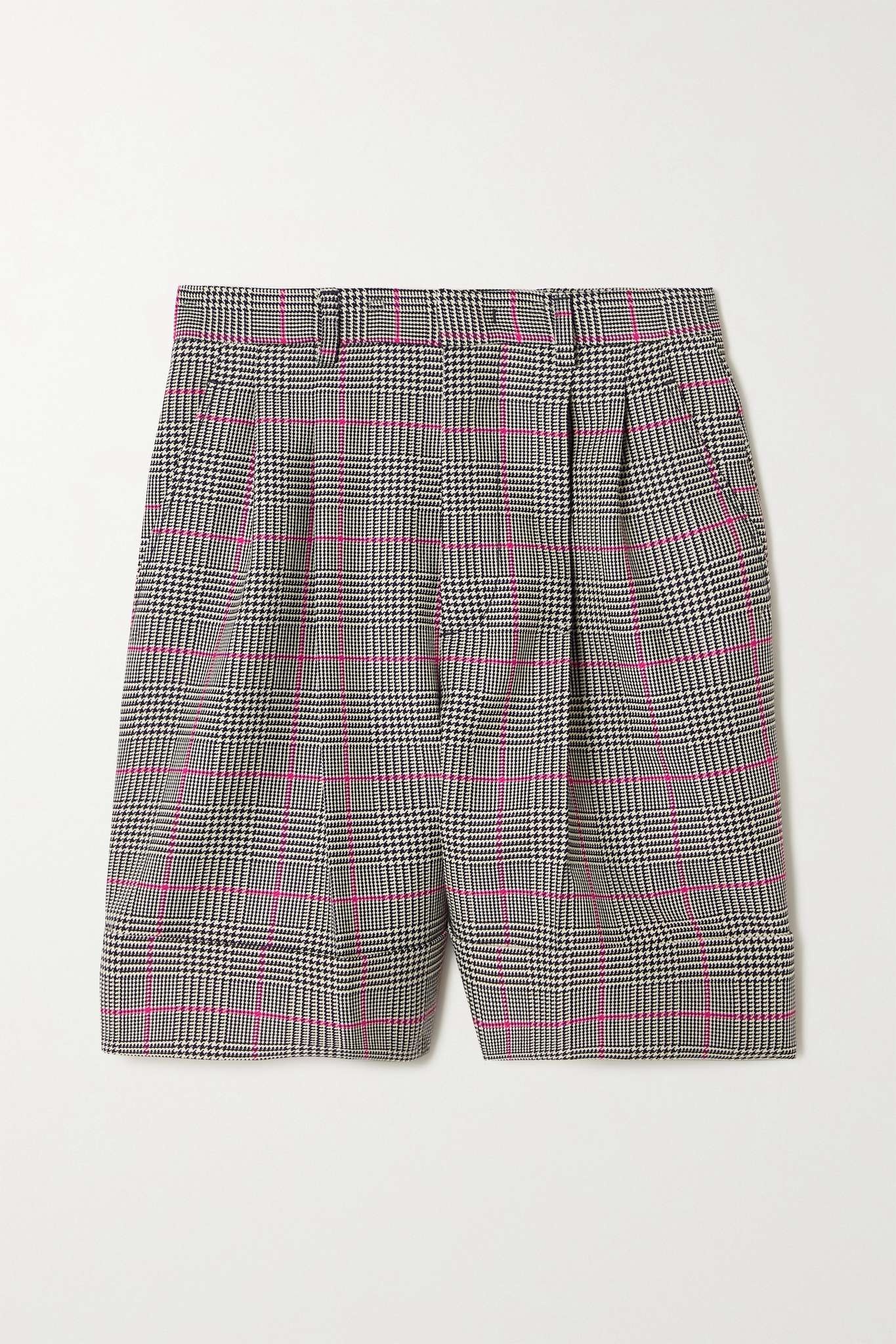 Pleated Prince of Wales checked woven shorts - 1