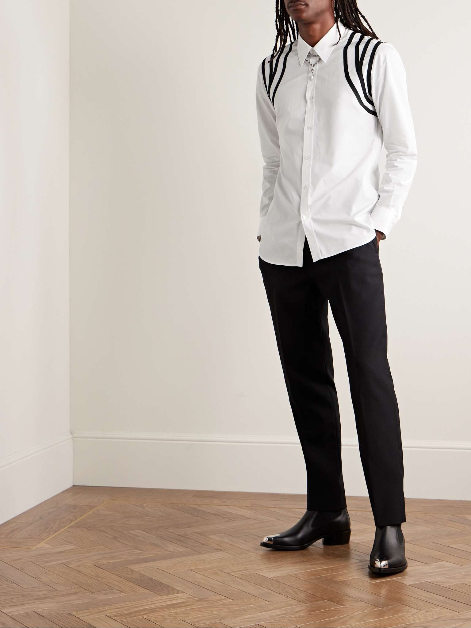 Slim-Fit Grosgrain-Trimmed Cotton-Poplin Shirt - 2