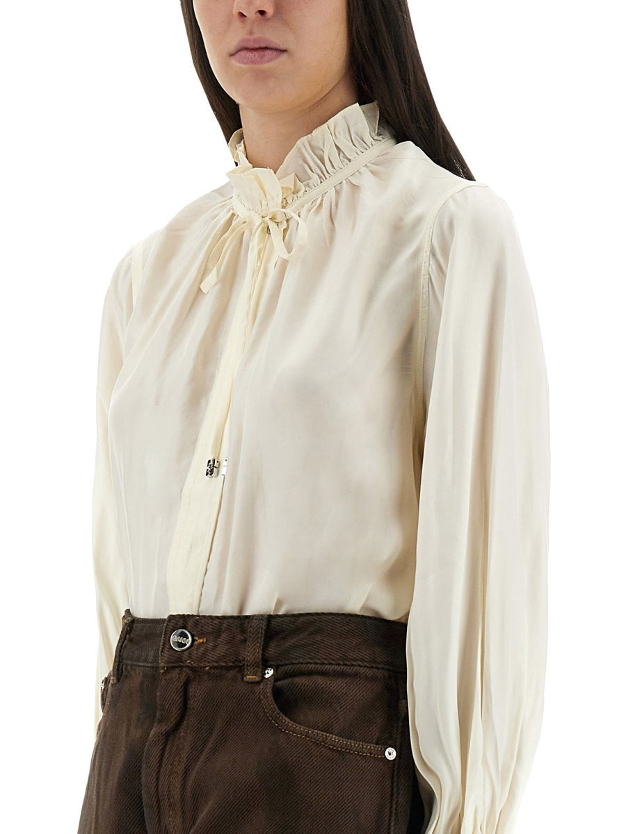 Ganni Women Shirt With Bow - 4