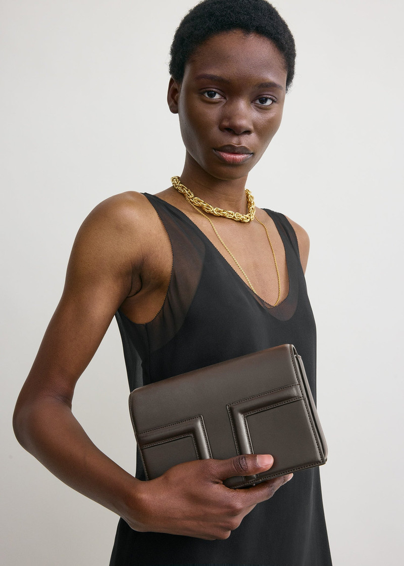 Mini T-flap leather bag bark 3