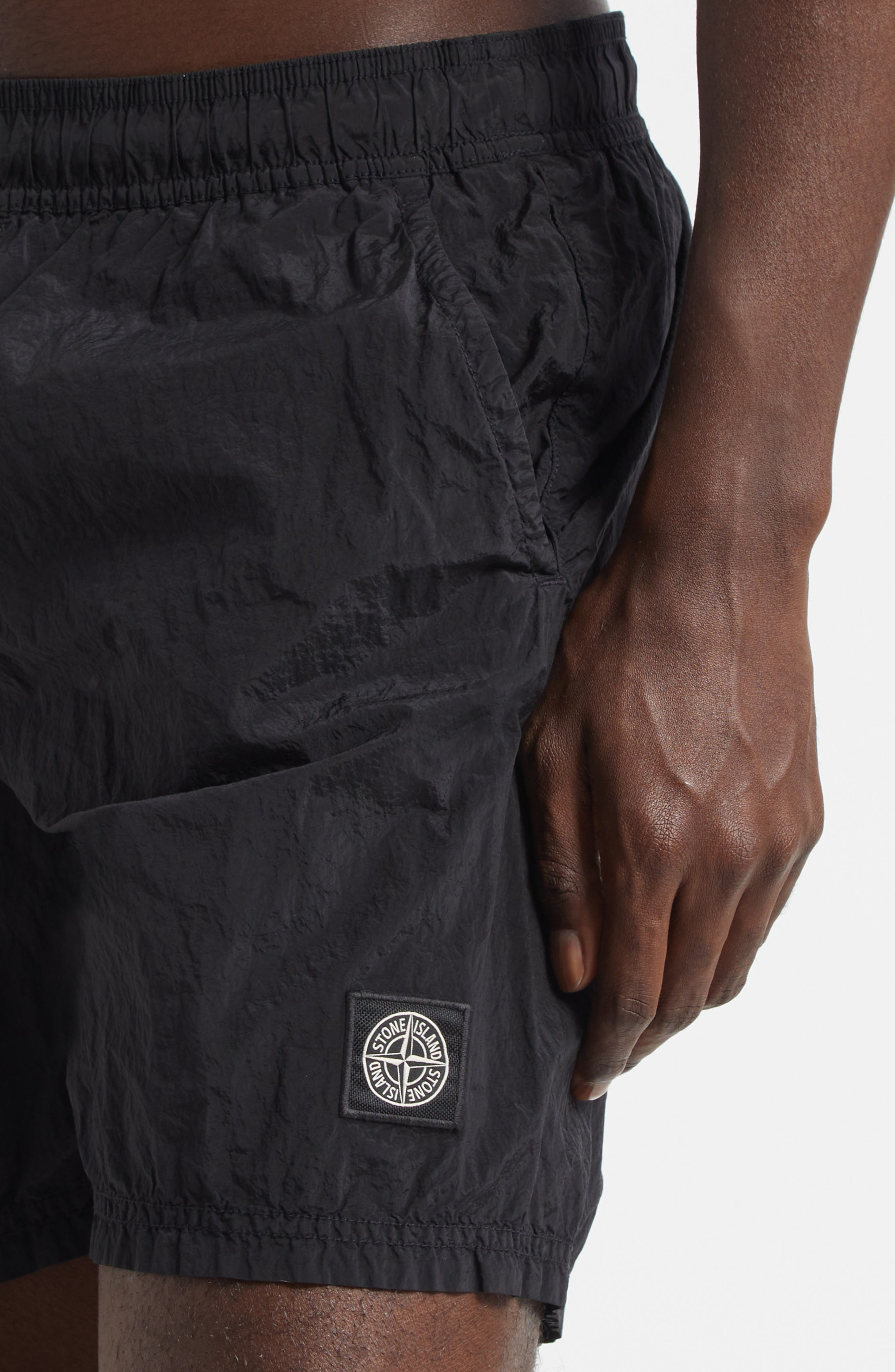 Stone Island Compass Logo Patch Nylon Swim Trunks in V0029 Black at Nordstrom - 5