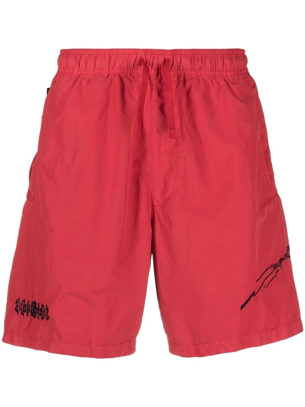 embroidered track shorts - 1