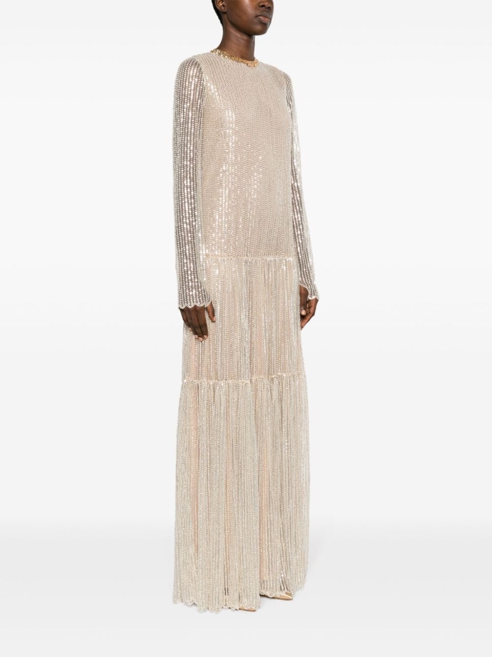 tiered sequinned gown - 3