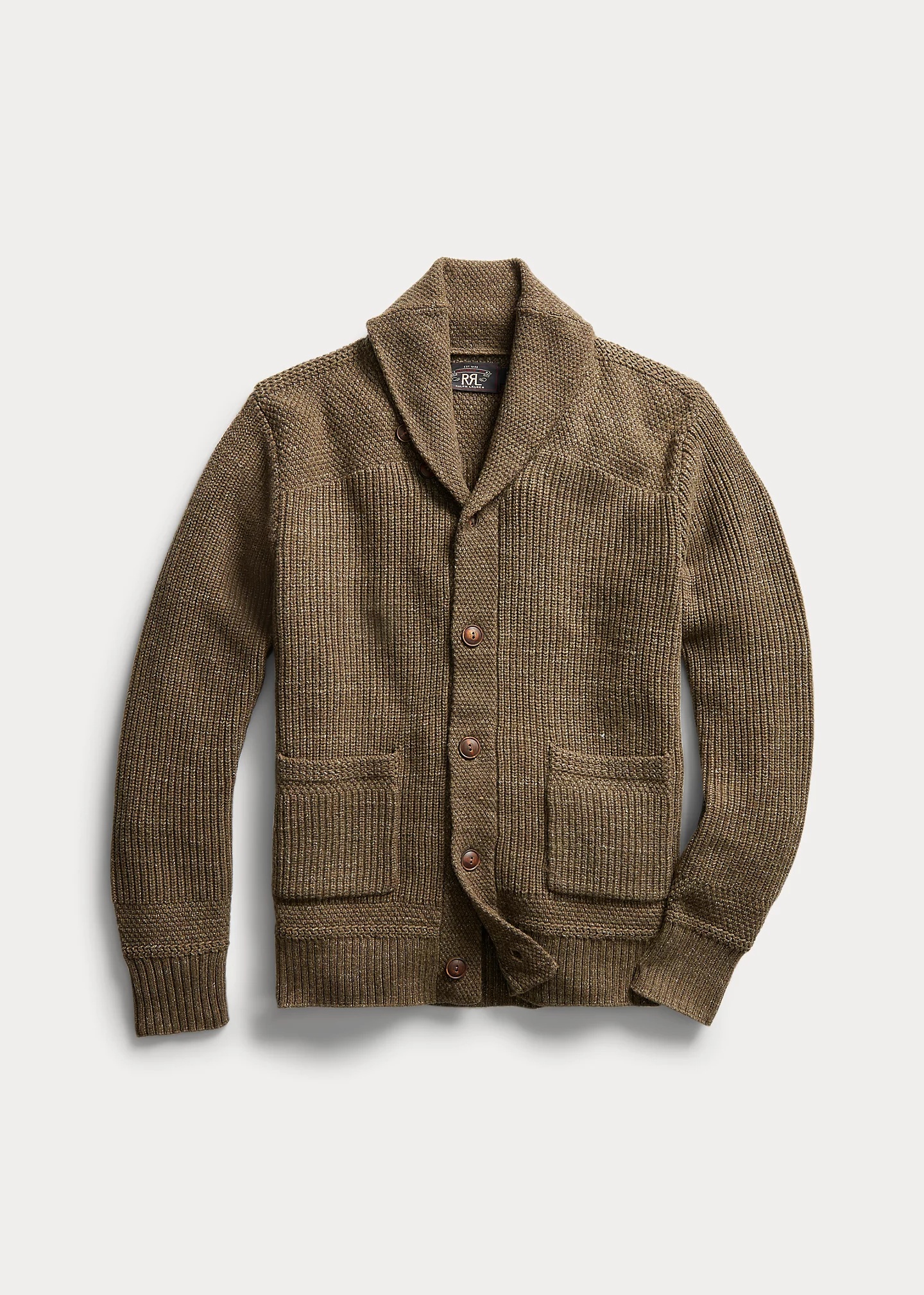 Cotton-Wool Shawl-Collar Cardigan - 1