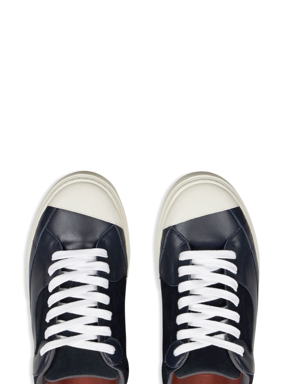 panelled leather sneakers - 4
