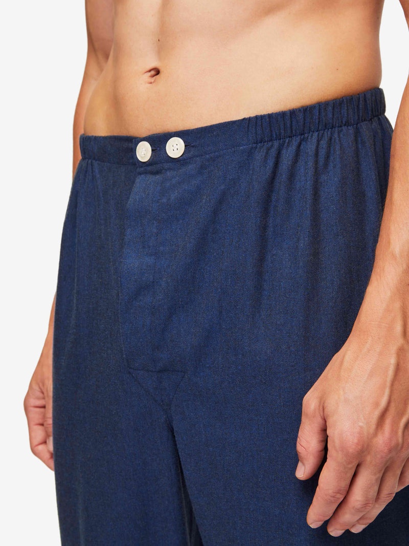 Men's Classic Fit Pajamas Balmoral 3 Brushed Cotton Navy - 6