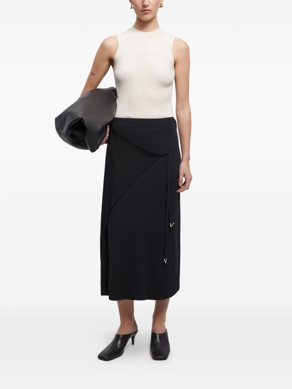 double-layer A-line mid skirt - 2