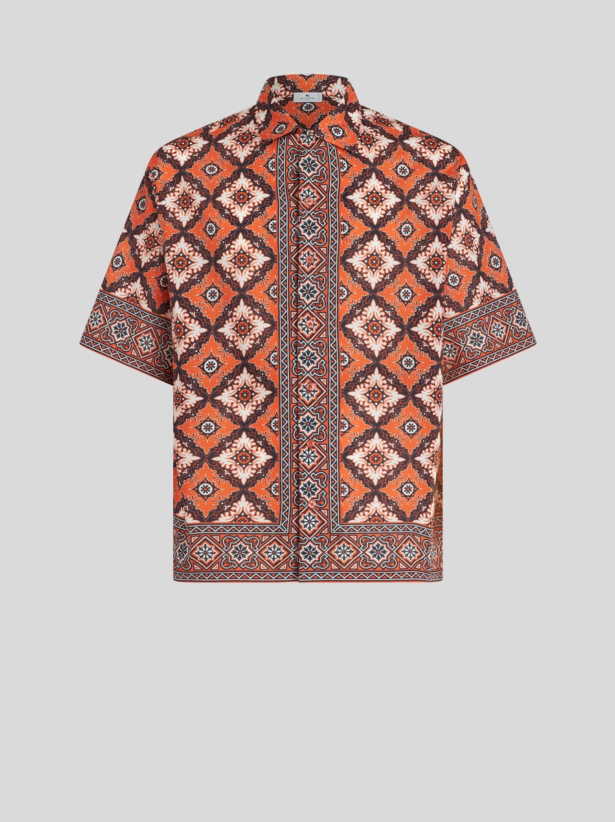 PRINTED COTTON BOWLING SHIRT - 1