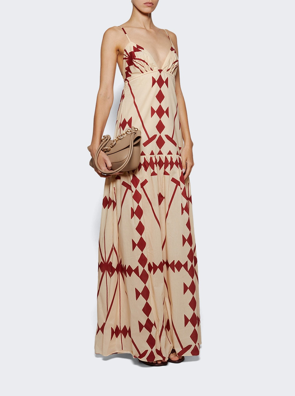 Zea Palm Maxi Dress Ecru And Wine - 2