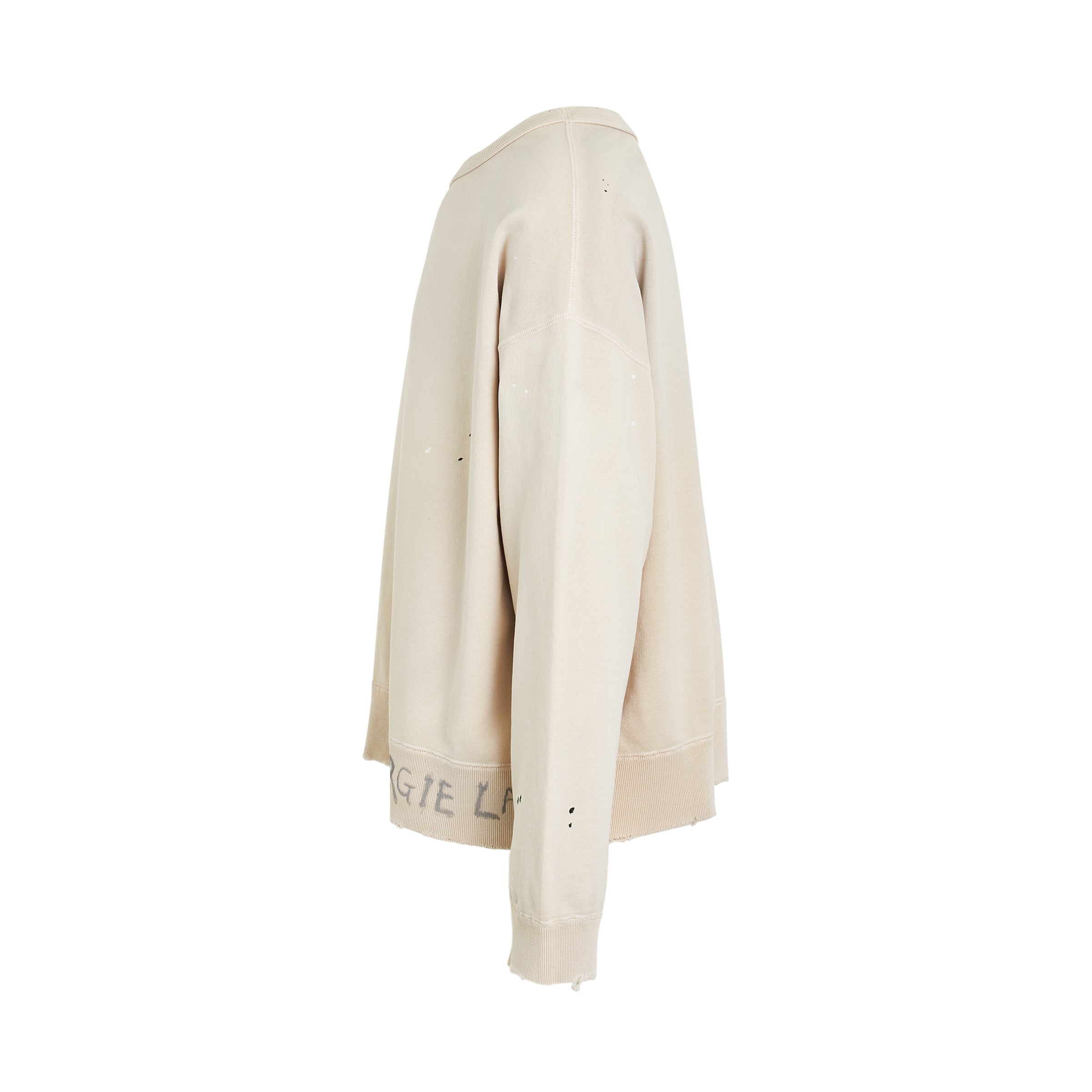 Open Neck Logo Sweatshirt in Dirty Ecru - 3